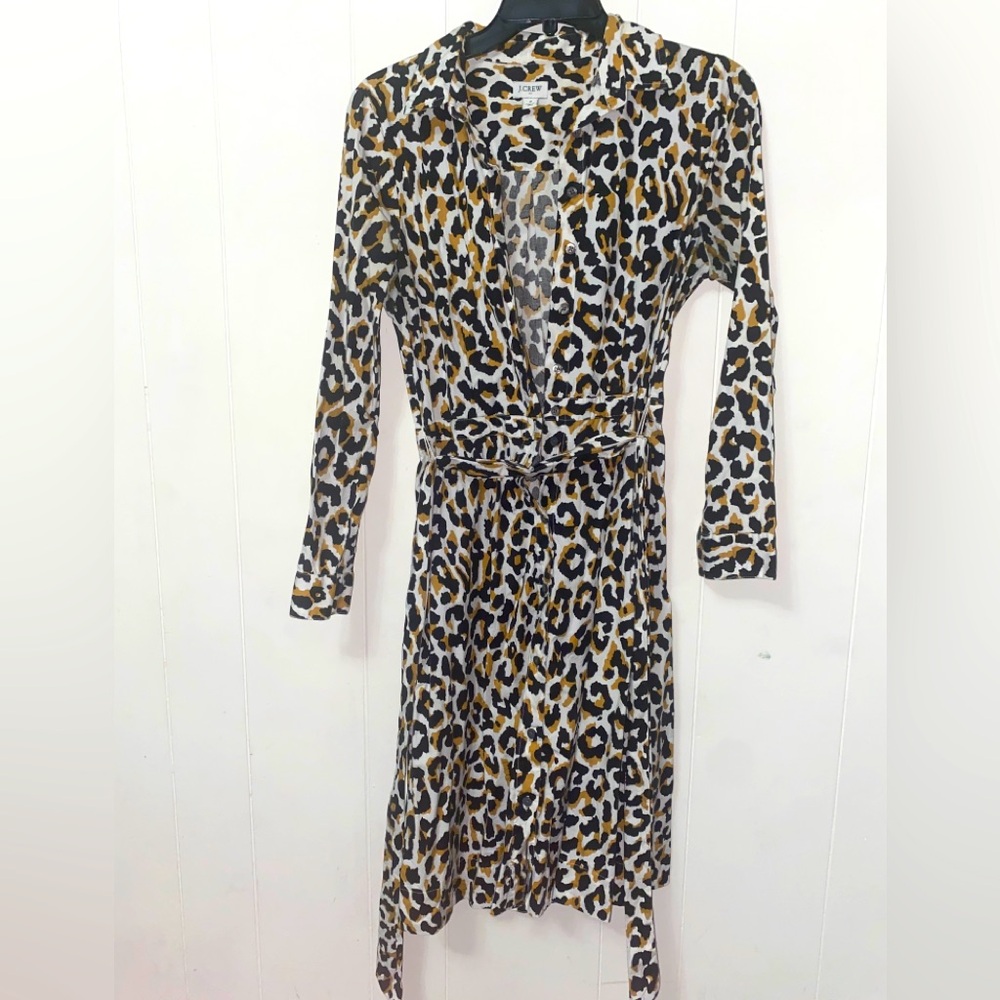 JCrew Button Up Shirt Dress. Leopard print